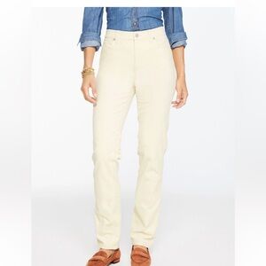 Talbots Corduroy Straight Leg Pants Size 8 Petite cream inseam 26”